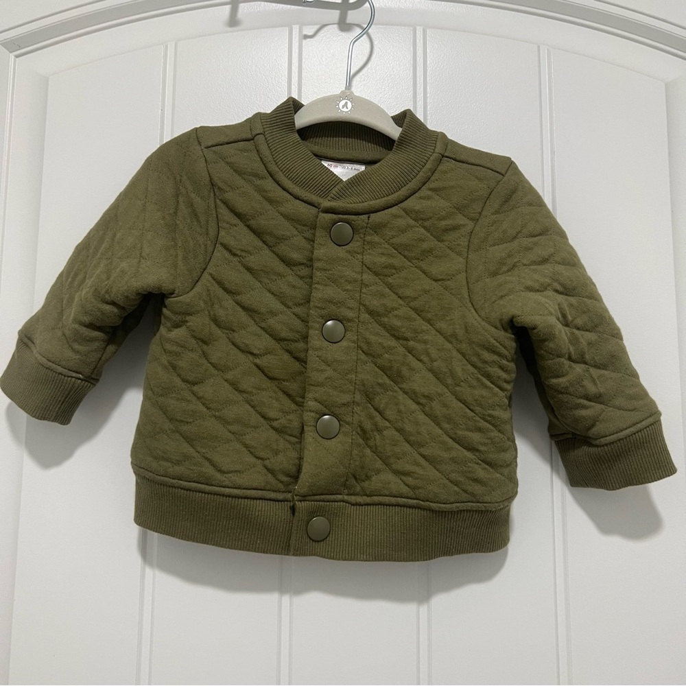 Hanna Andersson Baby Green Button Up Quilted Jacket Size 60cm/3-6Months
